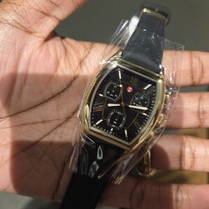 MICHELE Luxury Black and Gold Chonograph